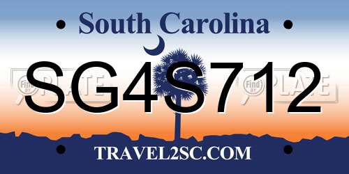 SG4S712 South Carolina License Plate