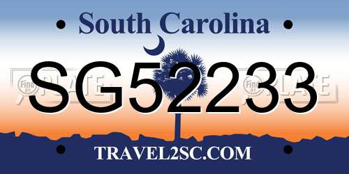 SG52233 South Carolina License Plate