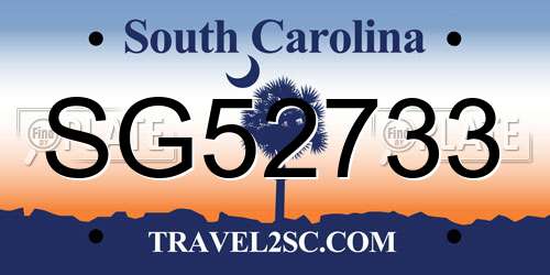 SG52733 South Carolina License Plate