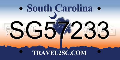 SG57233 South Carolina License Plate