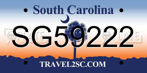 SG59222 South Carolina License Plate