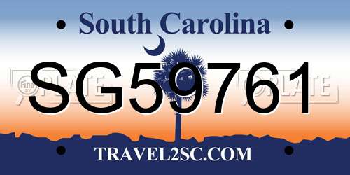 SG59761 South Carolina License Plate