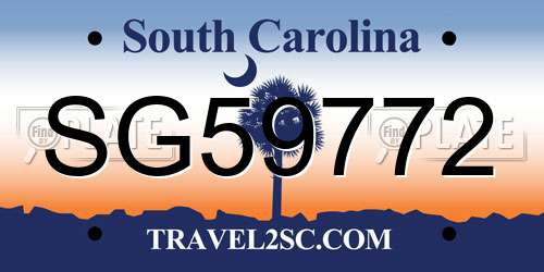 SG59772 South Carolina License Plate