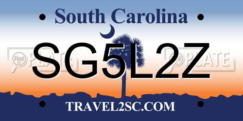 SG5L2Z South Carolina License Plate