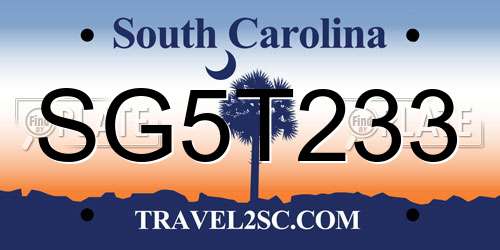 SG5T233 South Carolina License Plate