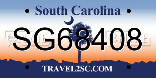 SG68408 South Carolina License Plate