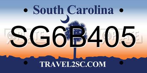 SG6B405 South Carolina License Plate