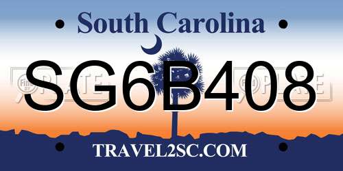 SG6B408 South Carolina License Plate