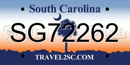 SG72262 South Carolina License Plate