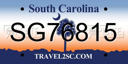 SG76815 South Carolina License Plate