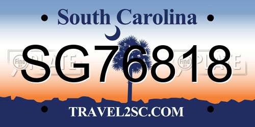SG76818 South Carolina License Plate