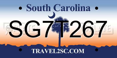 SG7T267 South Carolina License Plate