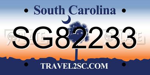 SG82233 South Carolina License Plate
