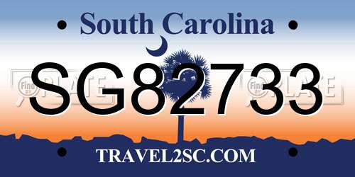 SG82733 South Carolina License Plate