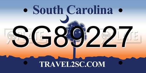 SG89227 South Carolina License Plate