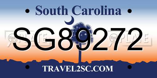 SG89272 South Carolina License Plate
