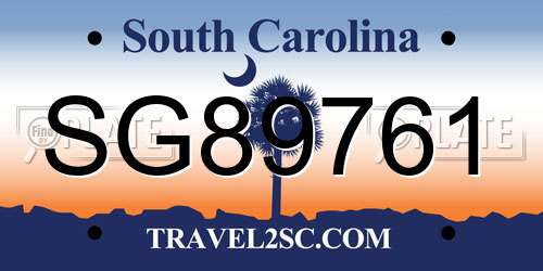 SG89761 South Carolina License Plate