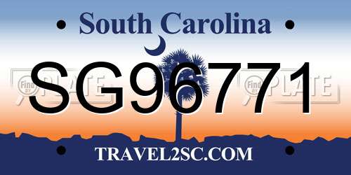 SG96771 South Carolina License Plate
