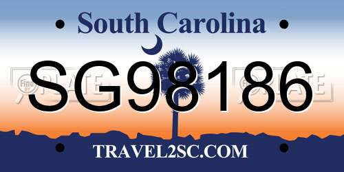 SG98186 South Carolina License Plate