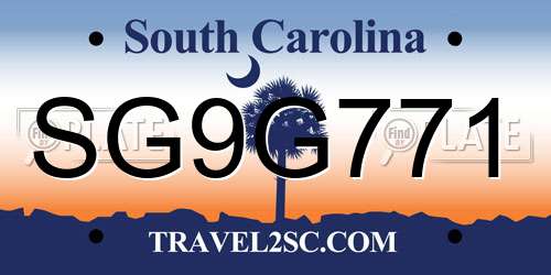 SG9G771 South Carolina License Plate