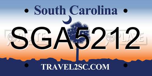 SGA5212 South Carolina License Plate