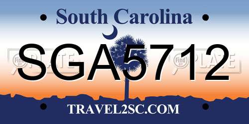 SGA5712 South Carolina License Plate
