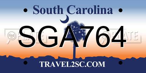 SGA764 South Carolina License Plate
