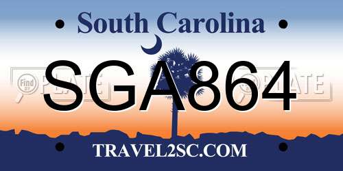 SGA864 South Carolina License Plate