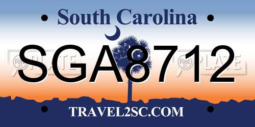 SGA8712 South Carolina License Plate