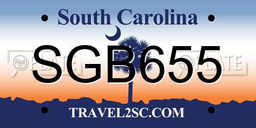 SGB655 South Carolina License Plate