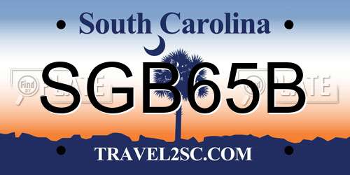 SGB65B South Carolina License Plate