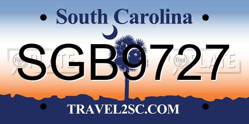 SGB9727 South Carolina License Plate