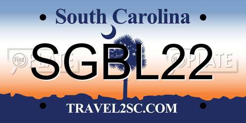 SGBL22 South Carolina License Plate
