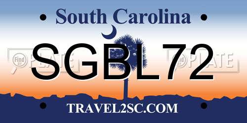 SGBL72 South Carolina License Plate
