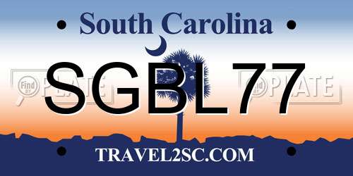 SGBL77 South Carolina License Plate