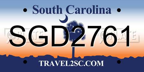 SGD2761 South Carolina License Plate