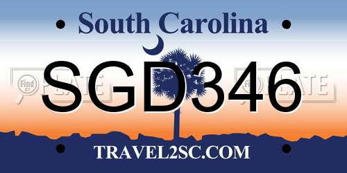 SGD346 South Carolina License Plate