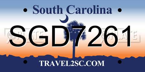 SGD7261 South Carolina License Plate