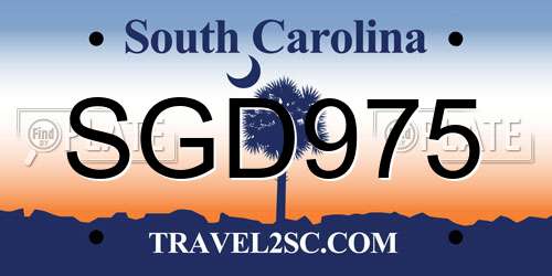 SGD975 South Carolina License Plate