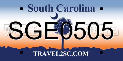 SGE0505 South Carolina License Plate