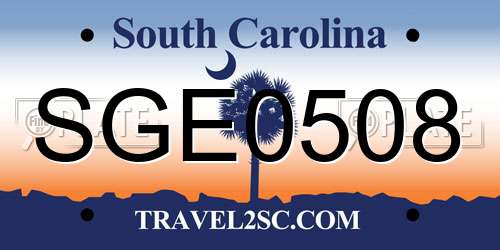 SGE0508 South Carolina License Plate