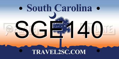 SGE140 South Carolina License Plate