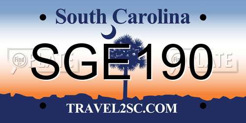 SGE190 South Carolina License Plate