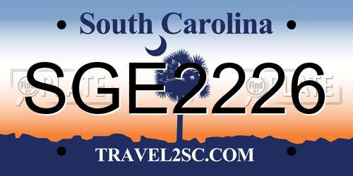 SGE2226 South Carolina License Plate