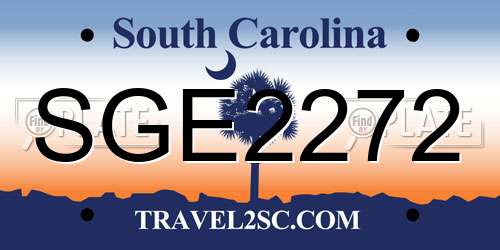 SGE2272 South Carolina License Plate