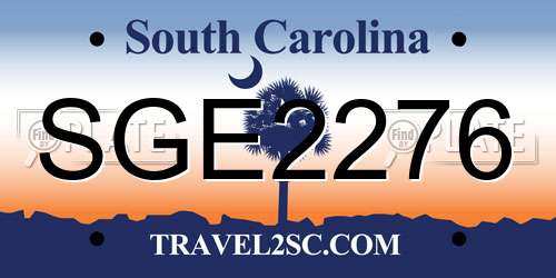 SGE2276 South Carolina License Plate
