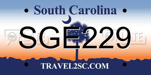 SGE229 South Carolina License Plate