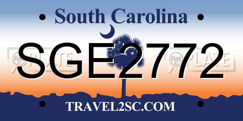 SGE2772 South Carolina License Plate