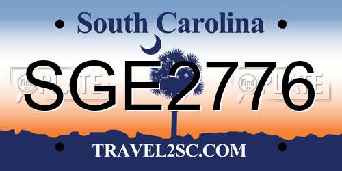 SGE2776 South Carolina License Plate