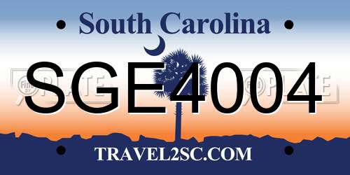 SGE4004 South Carolina License Plate